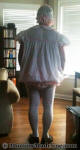 Sissy Baby Benita in tights, Mary Jane shoes, diaper, bonnet, dress,and Rhumba panties.