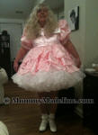 Sissy Baby Benita in a wig, Mary Jane shoes, and lacy ruffled socks!